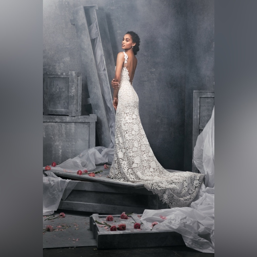 Atlas V-Neck Lace Wedding Dress Blush by Hayley Paige